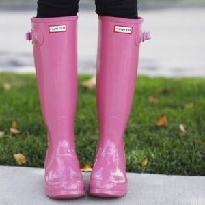 Hunter Glossy Pink Tall Boots